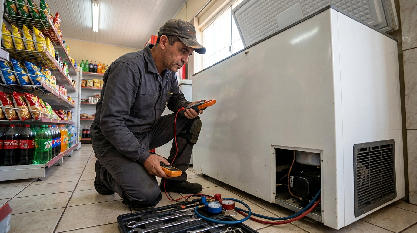 Reparo na placa eletrônica do freezer em Cotia‑SP