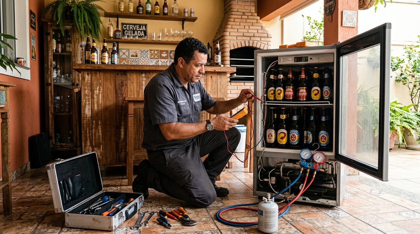 Aplicação de gás refrigerante em cervejeira atendida no Centro, Cotia‑SP